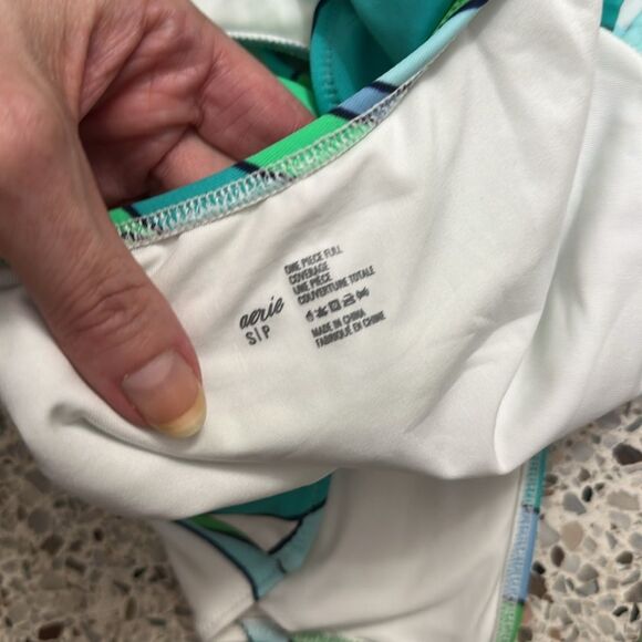 Aerie Pucci like green print one piece swimsuit bathing suit small s - Picture 4 of 4